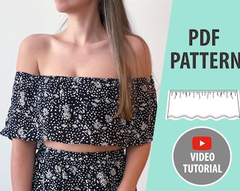 Haut court avec patron de couture pour débutant | MOTIFS NUMÉRIQUES PDF | Patrons de couture pdf | Taille 36 - 46 | A4 - Lettre - A0