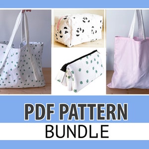 BUNDLE Tote Bag Pattern PDF | DIY Gift | Market bag pattern | Cosmetic Bag | Pdf sewing Pattern| Sewing Pattern Easy