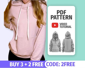 Oversized HOODIE PDF Sewing Pattern | Sweatshirt Sewing Pattern| Woman Hoodie Pattern | Sewing patterns sweater