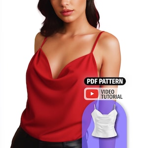 Cowl Neck Crop Top Sewing Pattern: Silk Satin (PDF Pattern)