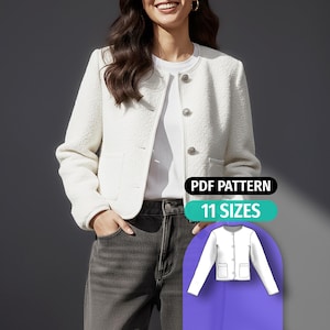 Jacket Sewing Pattern - Easy Digital PDF - Winter Wool Teddy Coat - Instant Download - 11 Sizes
