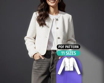 Jacke Schnittmuster - einfach digitale PDF - Winter Wolle Teddymantel - Instant Download - 11 Größen