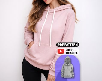 Oversized Hoodie Sewing Pattern: Unisex Sweatshirt (PDF Pattern)