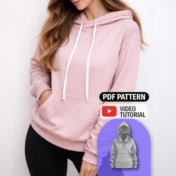 Oversized Hoodie Sewing Pattern: Unisex Sweatshirt (PDF Pattern)