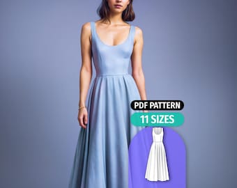 Evening Dress Sewing Pattern - Formal Bridesmaid Gown - Wedding Maxi Dress Patterns - Easy Digital PDF