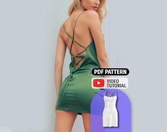 Backless Cowl Neck Slip Dress Sewing Pattern (PDF)