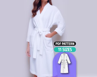 Robe Sewing Pattern: Modern Bathrobe or House Coat (PDF Pattern)