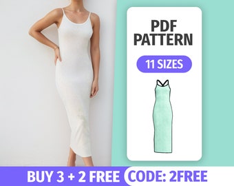 Maxi Dress Pattern •  Evening Bakless Summer Dress • Formal Womens Knit Dress Sewing Tutorial  • PDF Sewing Patterns for women • 11 Sizes
