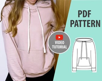 Oversized HOODIE PDF Sewing Pattern | pdf Sewing PATTERN |Sweatshirt Sewing Pattern|