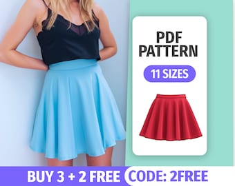 FULL CIRCLE SKIRT Pattern| Bias Cut Skirt sewing Pattern for women| 11 Sizes