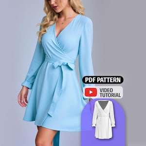 WRAP DRESS Sewing PATTERN | Festive dress pattern | Christmas dress pattern | Dress patterns for Women| Linen Dress | Cocktail dress