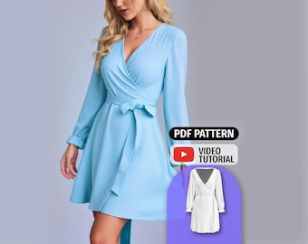 WRAP DRESS Sewing PATTERN | Festive dress pattern | Christmas dress pattern | Dress patterns for Women| Linen Dress | Cocktail dress