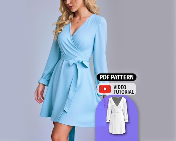 WRAP DRESS Sewing PATTERN | Festive Dress Pattern | Christmas Dress Pattern  | Dress Patterns for Women| Linen Dress | Cocktail Dress - Etsy