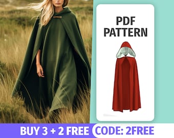 Middeleeuwse Cape met capuchon voor Cosplay | Fantasiekostuum naaiproject | Beginnerspatroon