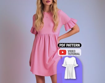 Smock Dress Pattern - Instant Download - 6 Sizes - Women's Linen Summer Dress