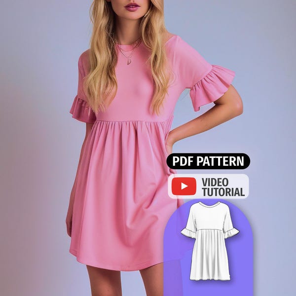 Smock Dress Pattern - Instant Download - 6 Sizes - Women's Linen Summer Dress