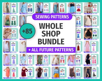 WHOLE SHOP Bundle Sewing Pattern, Beginner Sewing Patterns for Womens, Lifetime Access, Multi-Size
