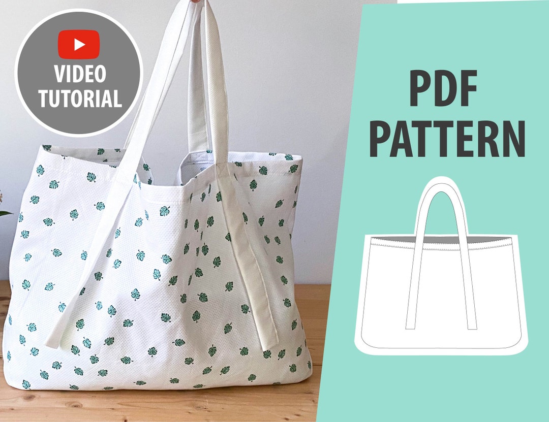 Tote Bag Pattern PDF, Bag Sewing Pattern, Grocery Tote Bag Pattern