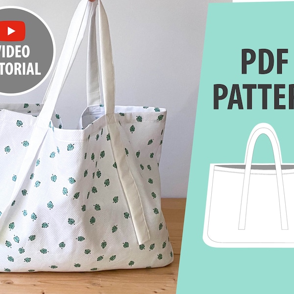 Tote Bag Pattern PDF, Bag Sewing Pattern, Grocery Tote Bag Pattern, Leather tote Bag Pattern, Bag Pattern PDF, Sewing Bag, Sewing Patterns
