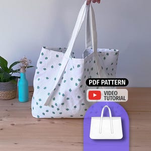 Patrón de costura en PDF para bolso tote grande - Descarga instantánea - Ideal para principiantes