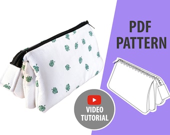 Make up Bag PDF SEWING PATTERN/ 3 compartment bag pattern / Pencil Case Pattern /Toiletry bag pattern sewing pdf/ Bag pattern