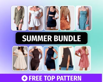 BUNDLE Summer DRESS Sewing Pattern PDF | Slip Dress Pattern | Milkmaid dress | Maxi dress pattern| Pdf sewing Pattern| Easy dress pattern