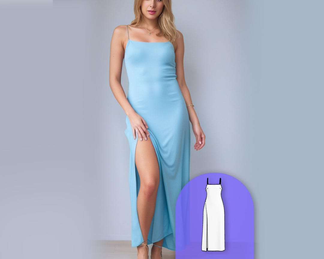 Modello di abito lungo con spacco frontale Abito sottoveste