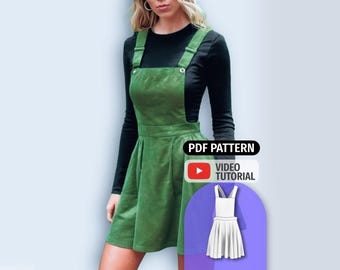 PINAFORE APRON PATTERN for Women | Dress with full circle layered skirt| 11 Sizes