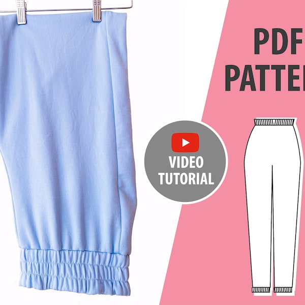 Sweatpants Hight-Waist Pattern for Women | PDF Sewing Patterns | Digital Download