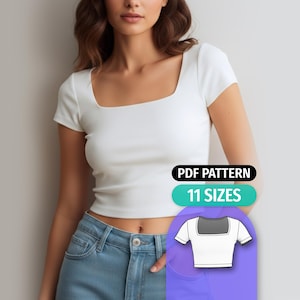 Square Neck Crop Top Sewing Pattern: Beginner Friendly (PDF)