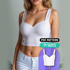 Patrón de costura para top de corsé: Top corto con cordones para mujer (Descargar PDF)