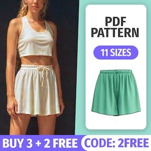 Summer Elastic Waist Shorts Sewing Pattern: Women&#39;s Casual Pants (PDF Pattern)