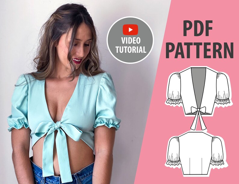 Crop Top SEWING PATTERN PDF Sewing Patterns Digital Sewing Etsy