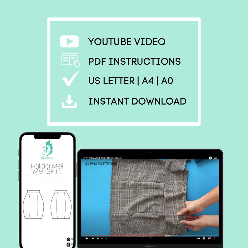 Mini SKIRT Sewing PATTERN PDF/ Pdf Sewing Patterns for Women / | Etsy