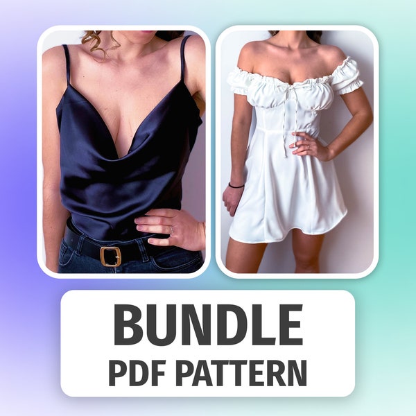 BUNDLE Milkmaid Dress Pattern & Crop Top Sewing Patter | Cottagecore Dress Pattern | Silk Top Pattern | Sewing patterns for women PDF