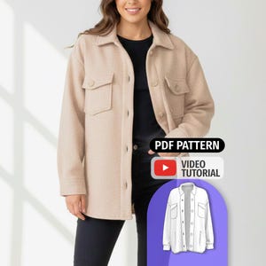 Modello di cucito per giacca da donna - Modello per cappotto in pile - Facile download digitale in PDF