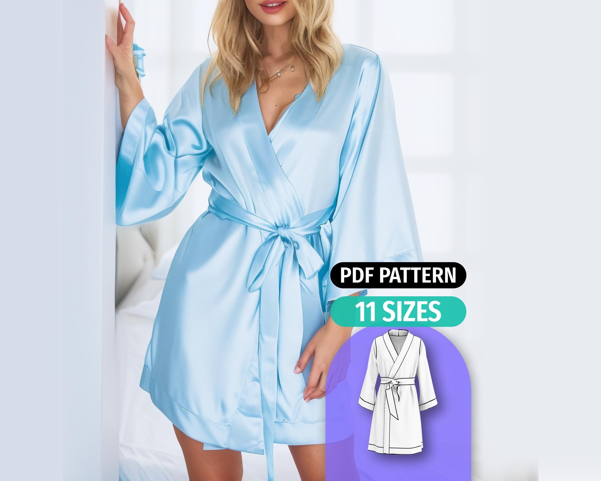 RSLOVE Accappatoio Donna in Raso Kimono con Bordo in Pizzo Vestaglia da