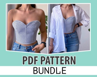 BUNDLE CORSET Pattern PDF | Overshirt Pattern Pdf | Easy Corset Top Pattern | Blouse Pattern | Sewing Patterns pdf