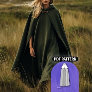 Hooded Cloak Pattern | Medieval Fantasy Cape Sewing Pattern PDF  | Easy Digital Download