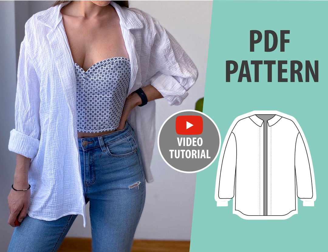 OVERSHIRT Pattern PDF Oversized Shirt Sewing Pattern PDF - Etsy