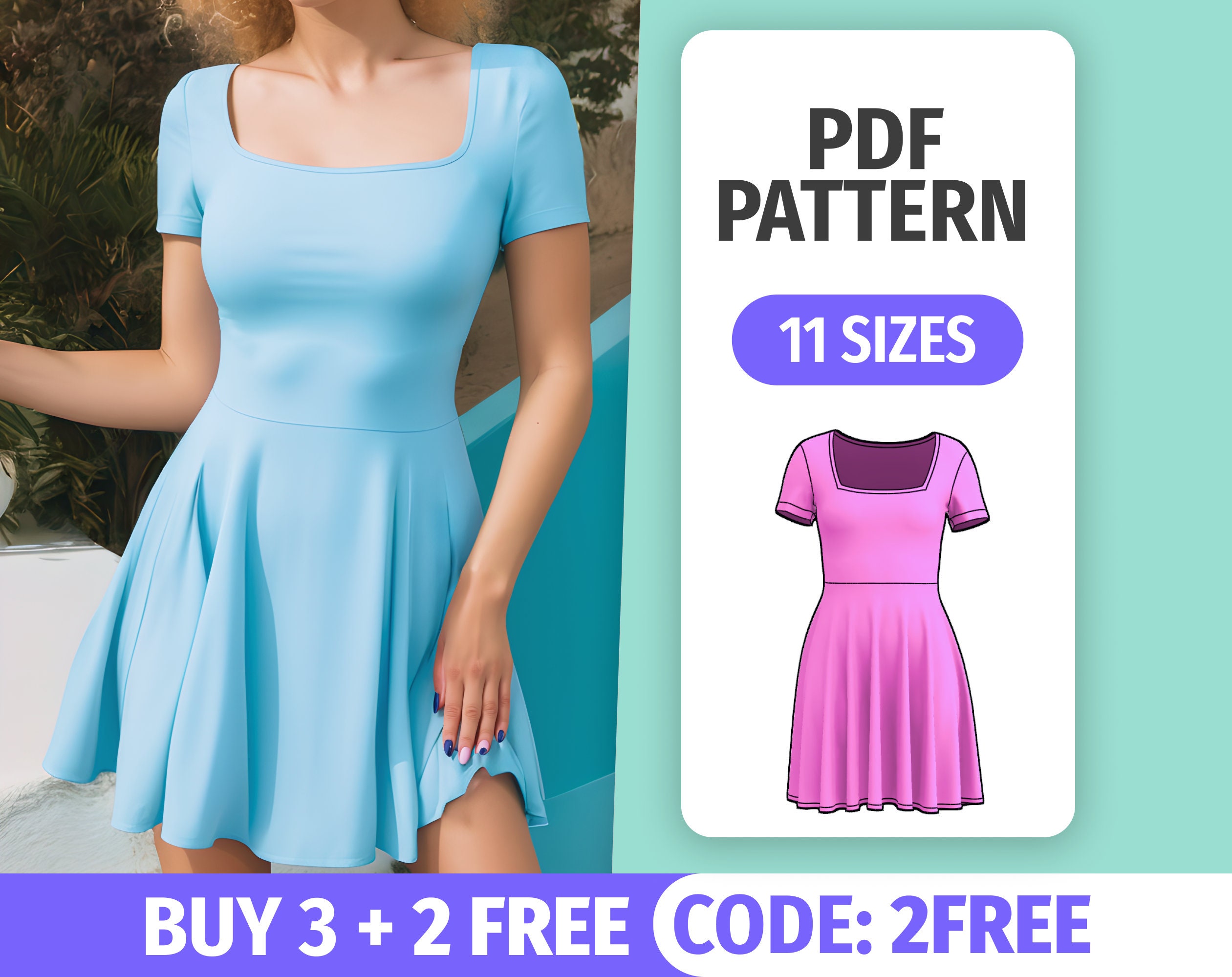 Knit Mini Dress Pattern: Beginner Sewing Tutorial (PDF Pattern)