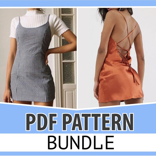 BUNDLE DRESS Sewing Pattern PDF | Slip Dress Pattern | Pdf Dress Pattern  | Pdf sewing Pattern| Easy dress pattern | Diy dress