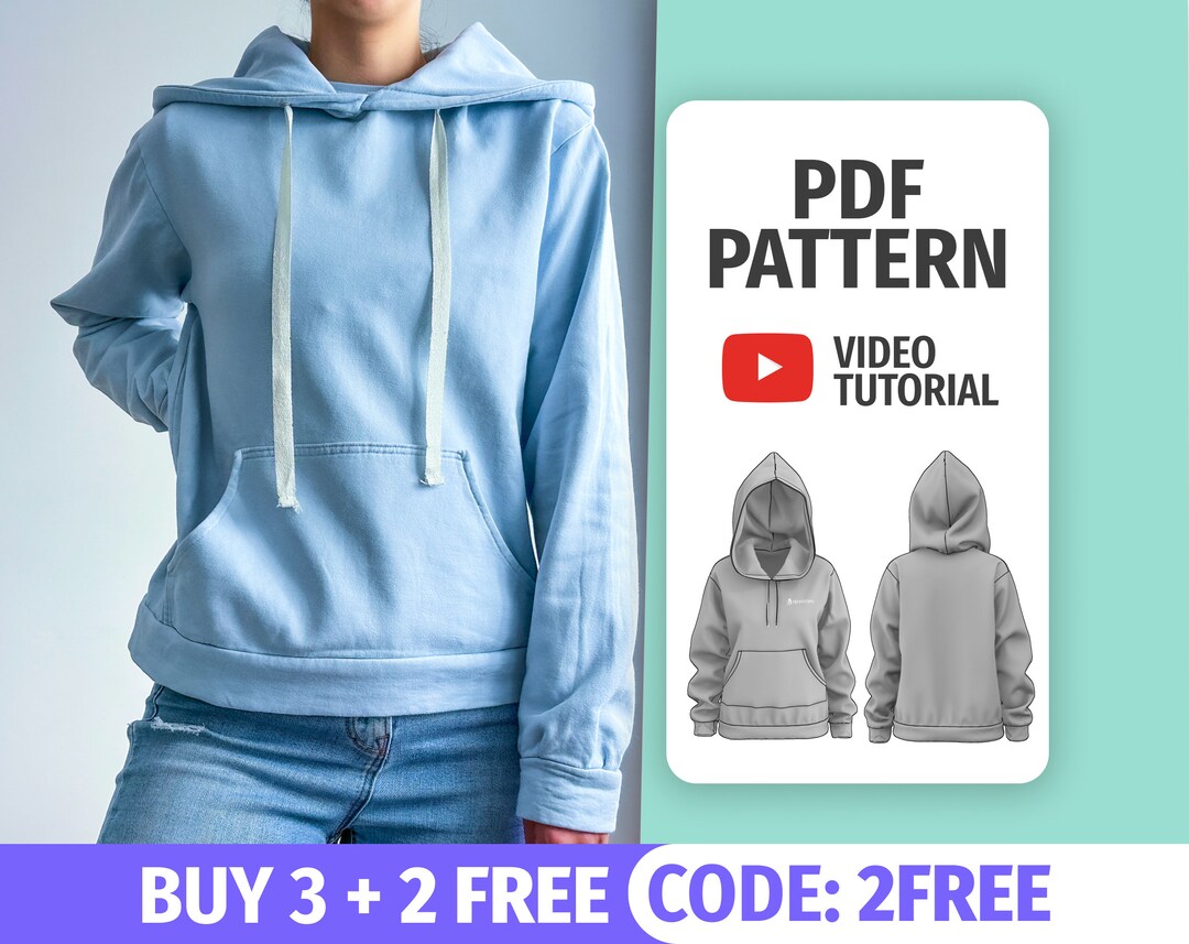 HOODIE PATTERN PDF Sweatshirt Sewing Pattern Woman Hoodie Pattern