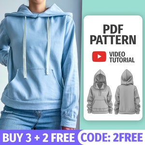 HOODIE PATTERN PDF | Sweatshirt Sewing Pattern| Woman Hoodie Pattern | Oversized Hoodie Pattern | Sweater sewing pattern