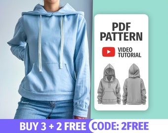 HOODIE PATTERN PDF | Sweatshirt Sewing Pattern| Woman Hoodie Pattern | Oversized Hoodie Pattern | Sweater sewing pattern