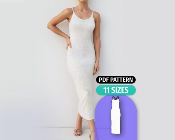 Knit Maxi Dress Sewing Pattern: Open Back Evening Gown (PDF Pattern) - Etsy