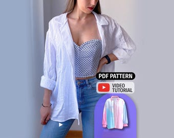 Oversized Overshirt Sewing Pattern: Beginner Friendly (PDF)