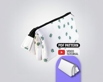 Triple Makeup Bag Pattern - Toiletry Pencil Case PDF Pattern - Digital Sewing Patterns