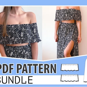 Sewing Pattern PDF BUNDLE |Maxi Skirt Sewing Pattern Pdf |Crop Top Sewing Pattern |Slipt Skirt Pattern |Long Skirt Pattern