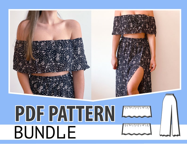 Sewing Pattern PDF BUNDLE maxi Skirt Sewing Pattern Pdf crop - Etsy